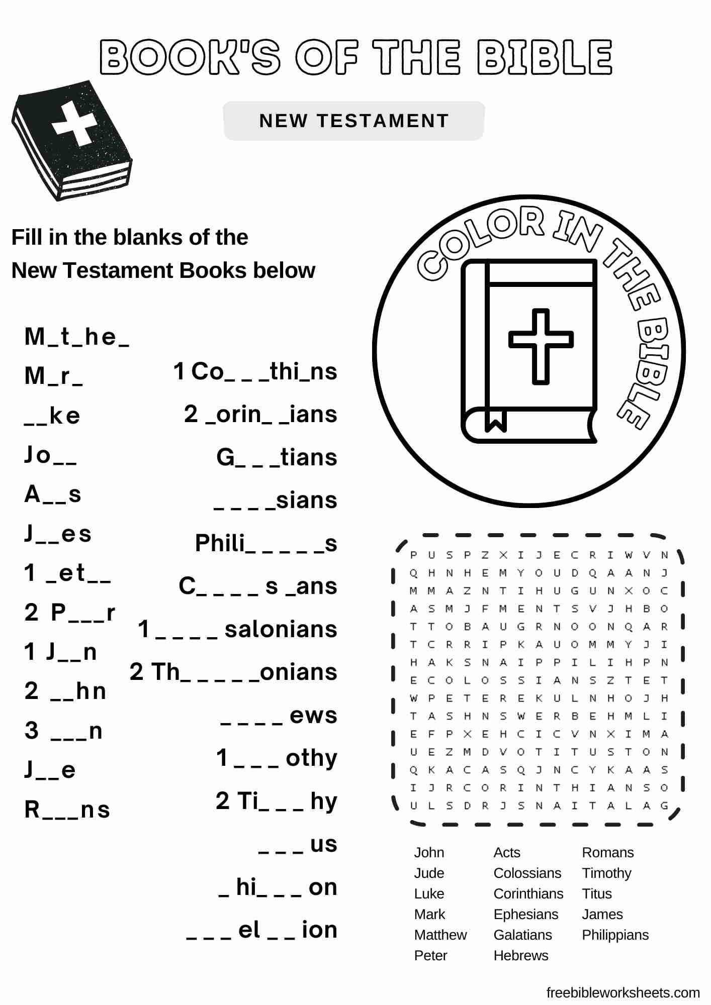 Free Printable Bible Worksheets