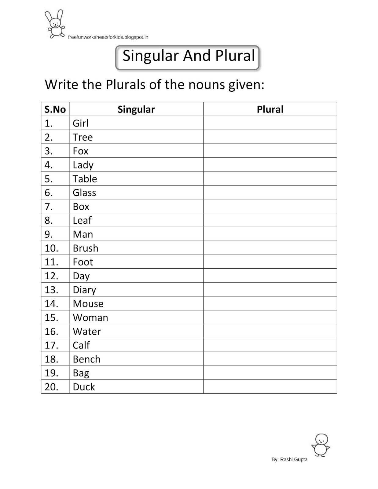 Printable English Worksheets