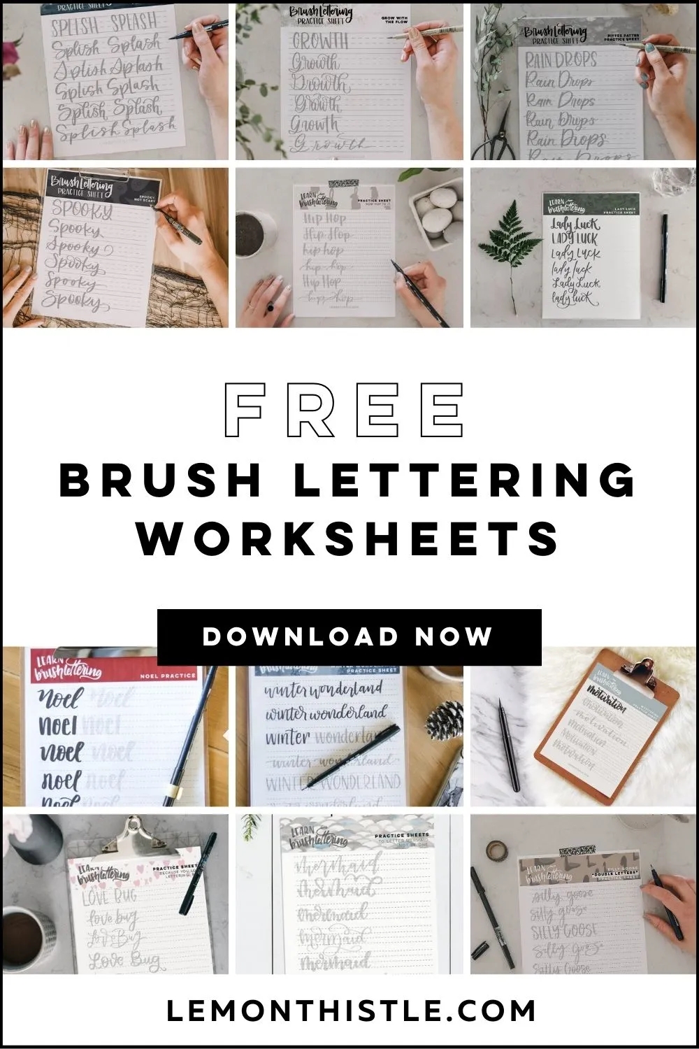 Free Hand Lettering Worksheets Lemon Thistle