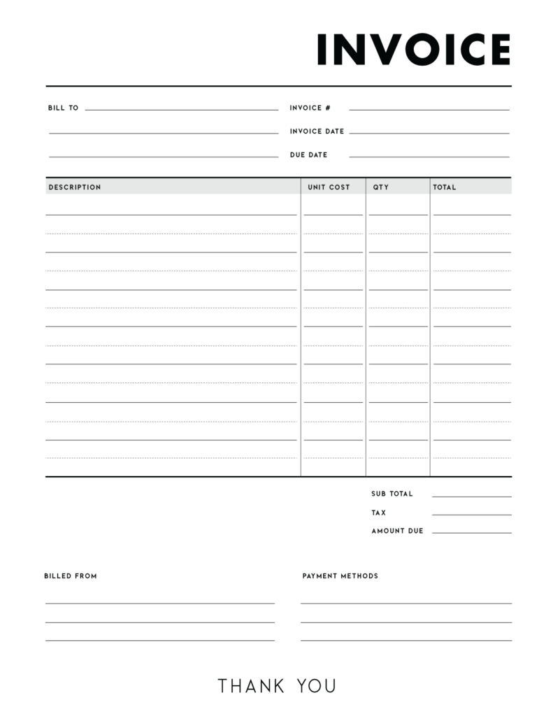 Free Invoice Templates PDF World Of Printables