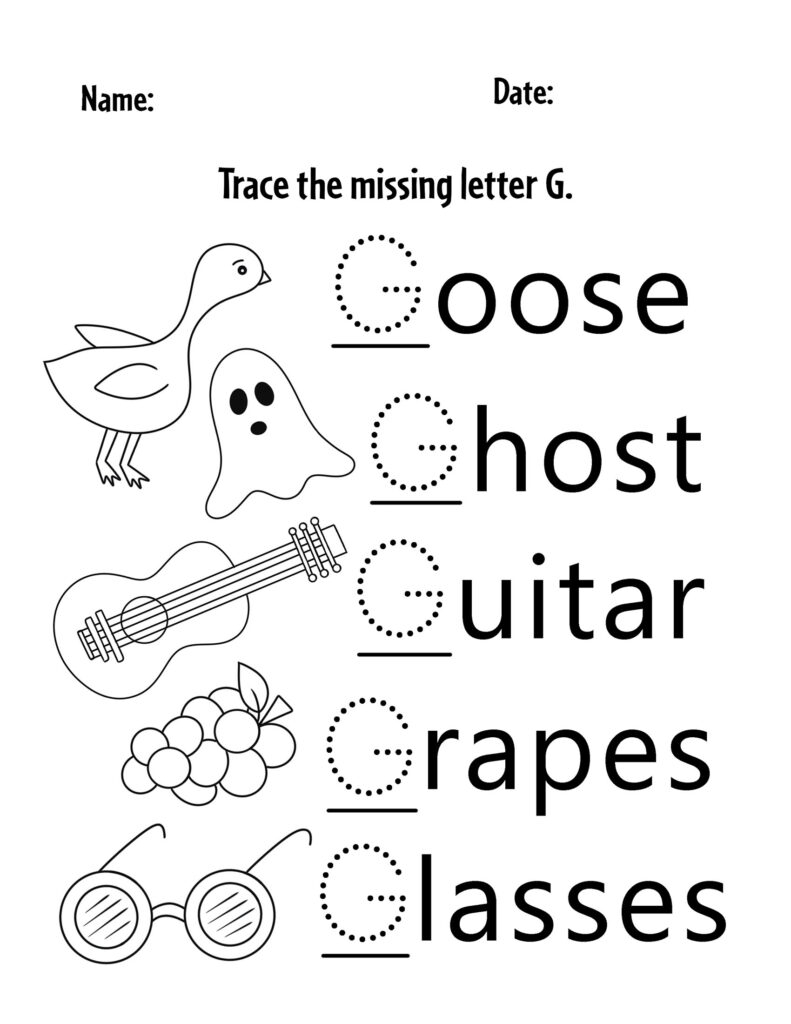 FREE Letter G Worksheets For Preschool The Hollydog Blog