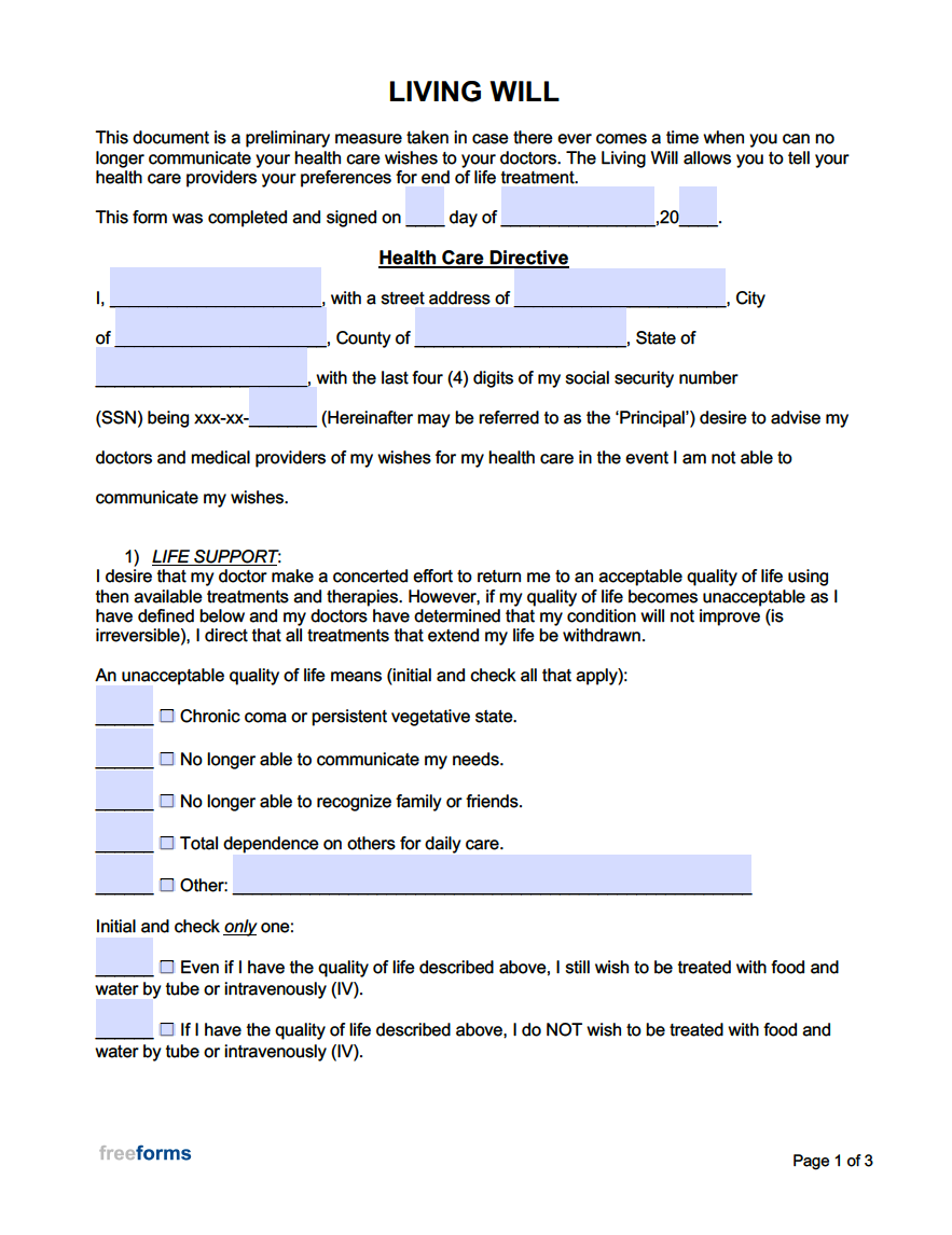 Printable Will Forms