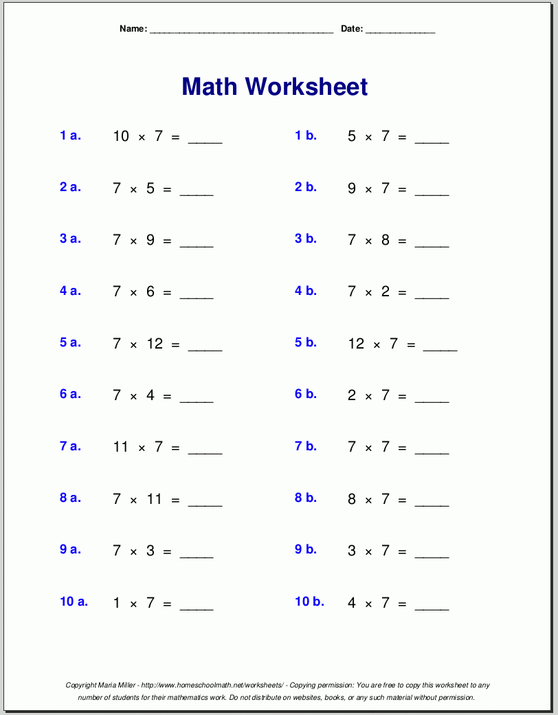 Algebra Printable Worksheets