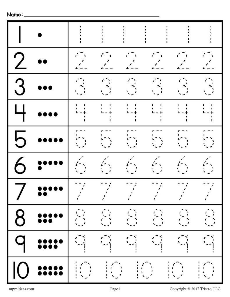 Printable Number Tracing Worksheets