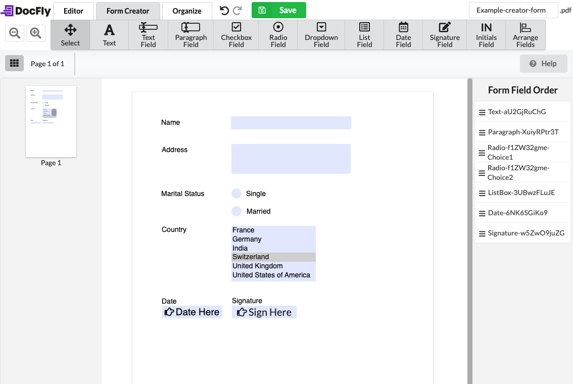 Printable Form Builder