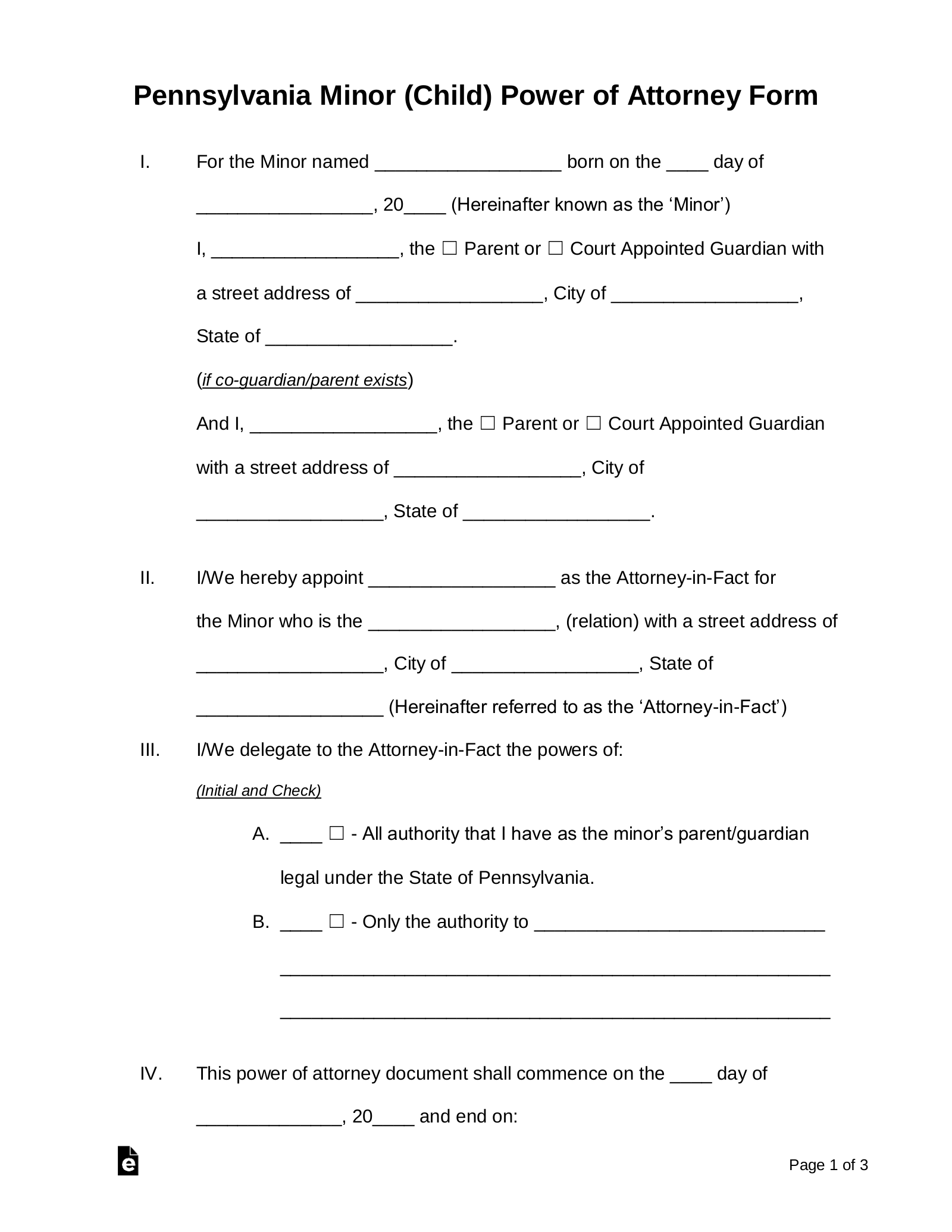 Printable Guardianship Papers