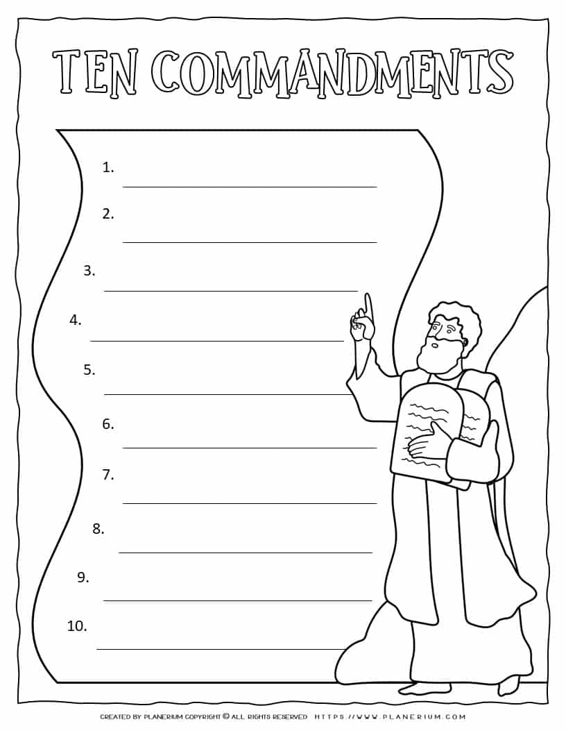 Printable Ten Commandments Worksheet Pdf