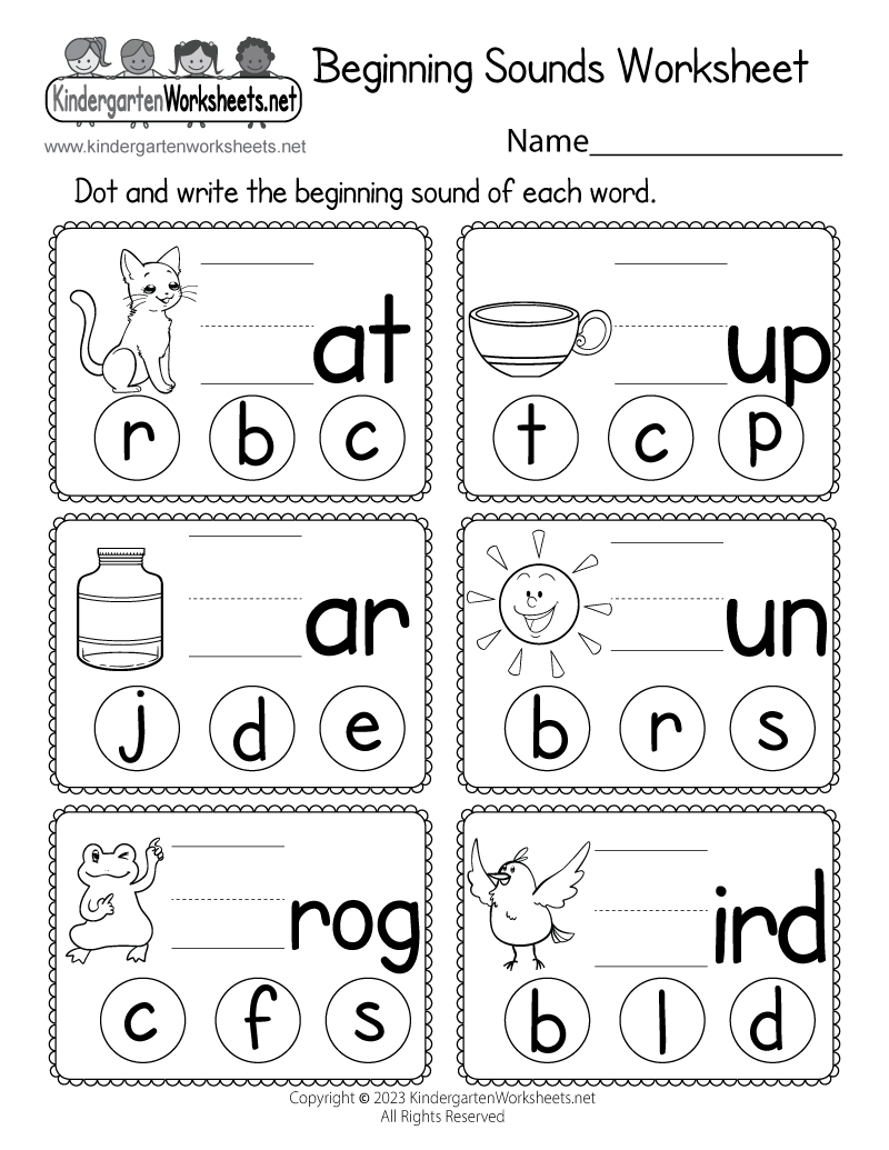 free printable beginning sounds worksheet
