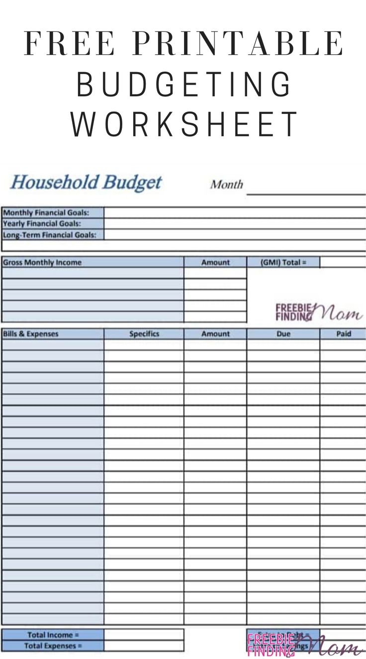 FREE Printable Budget Worksheet