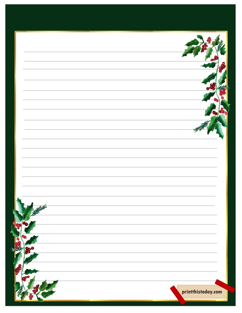 Free Printable Christmas Writing Paper Stationery Worksheets Library