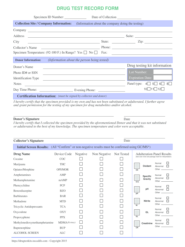Free Printable Drug Testing Forms Fill Out Sign Online DocHub
