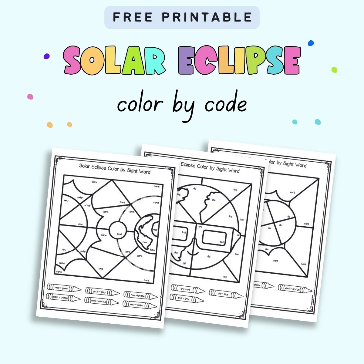 Solar Eclipse Printable Worksheets