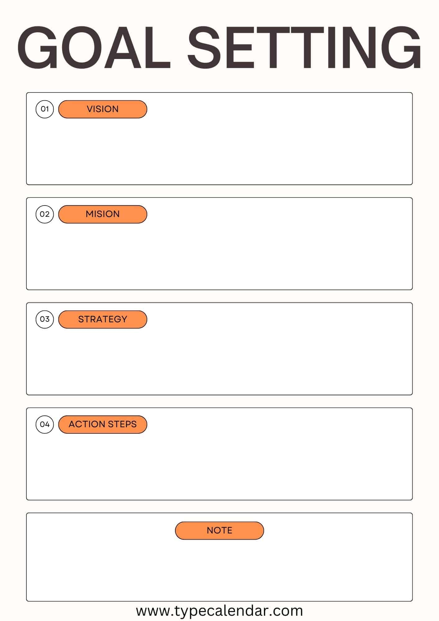 Template Printable Goal Setting Worksheet