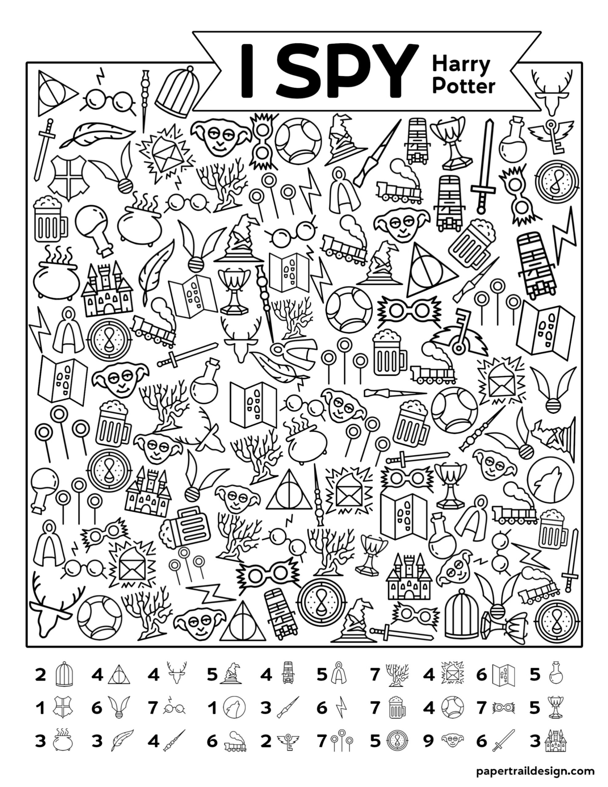 Free Printable Harry Potter I Spy Game Paper Trail Design