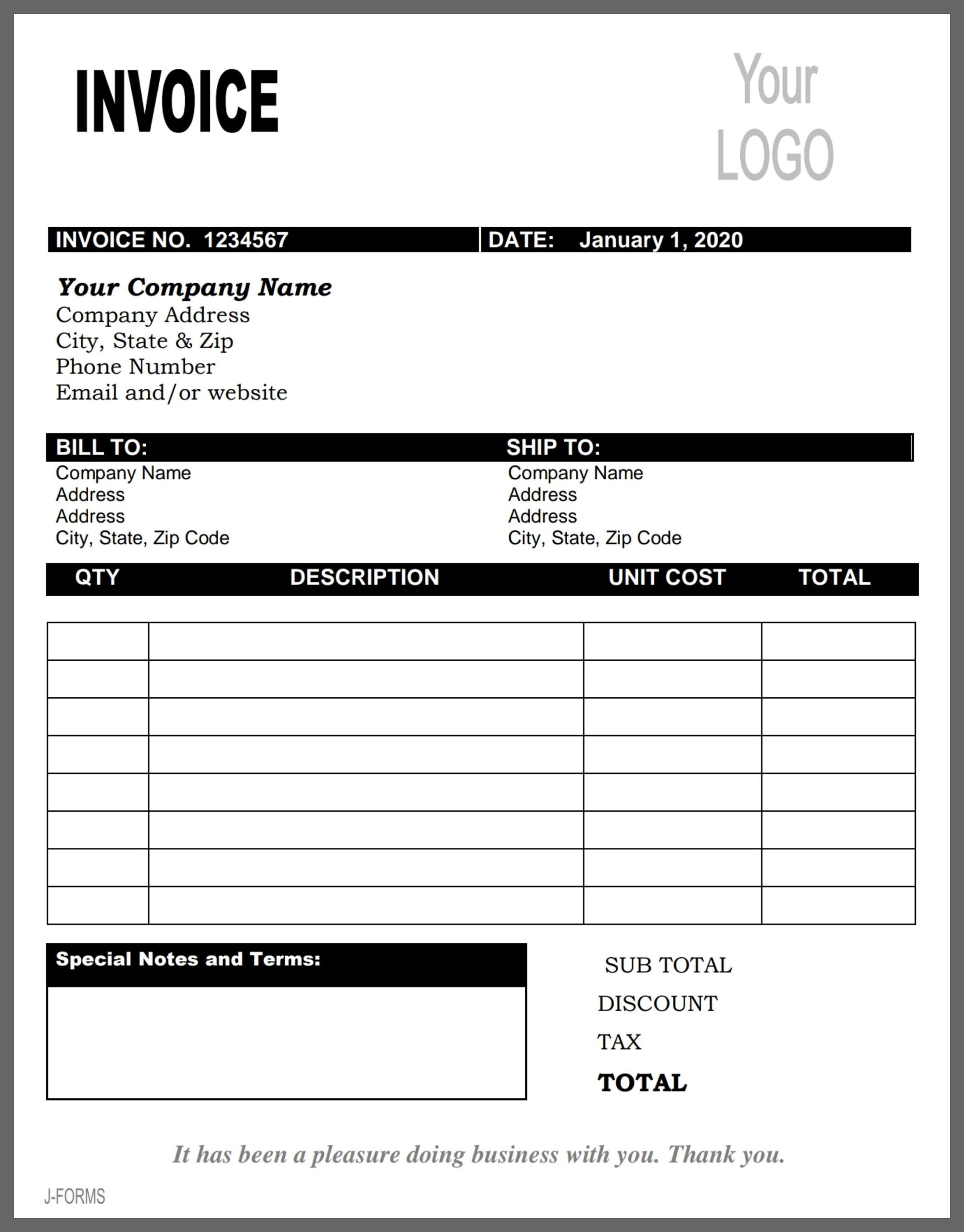 Printable Invoice Forms