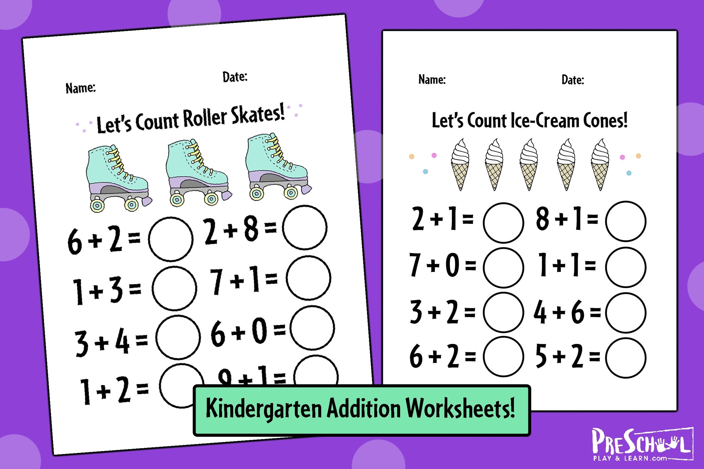 FREE Printable Kindergarten Addition Worksheets Numbers 1 10
