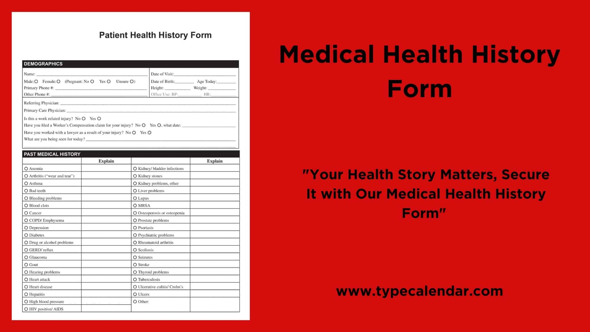 Printable Medical History Form