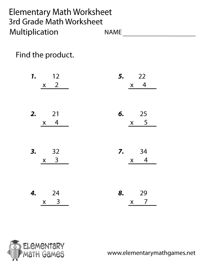 Free Printable 3rd Grade Multiplication Worksheets