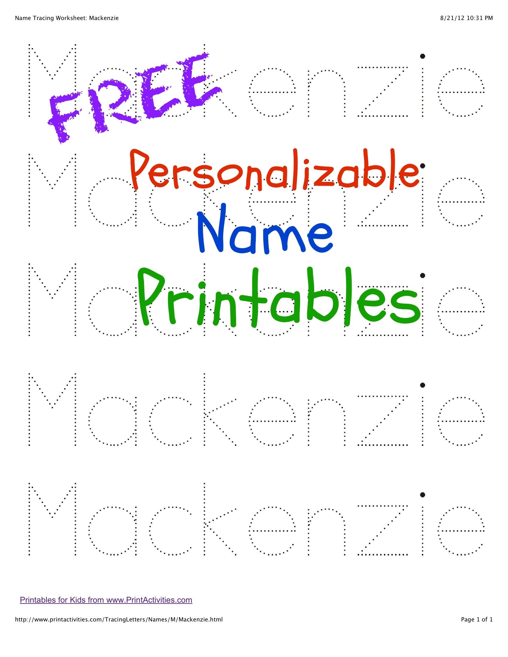 Printable Name Tracing Paper