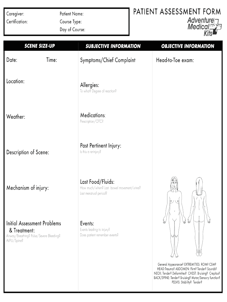 Free Printable Patient Assessment Forms Fill Out Sign Online DocHub