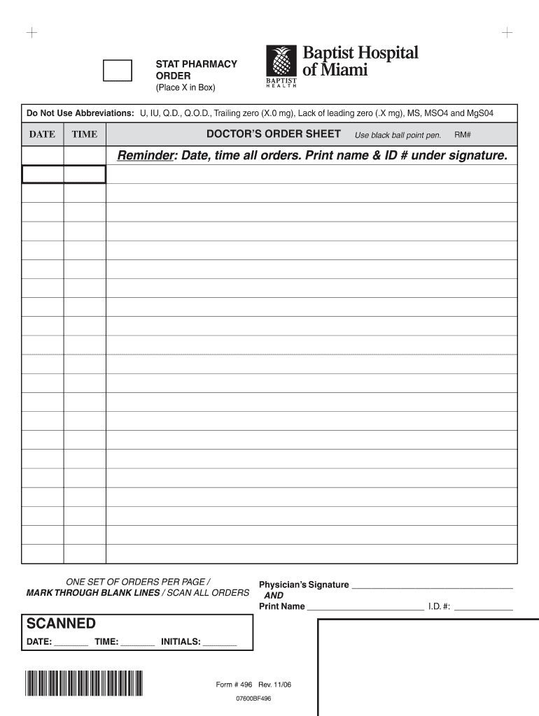 Free Printable Physician Order Forms Fill Out Sign Online DocHub