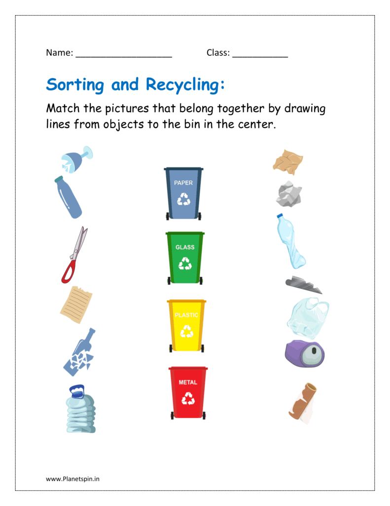 Free Printable Recycling Worksheets For Kindergarten Planetspin in