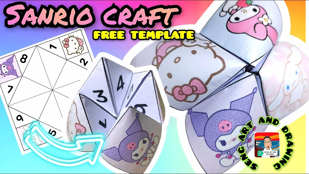 Free Printable Sanrio Fortune Teller Craft Template Cute Sanrio Crafts YouTube
