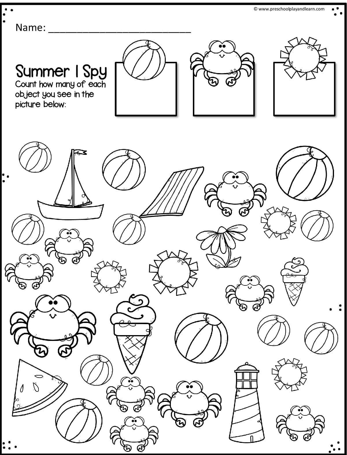 Free Printable Preschool Summer Worksheets