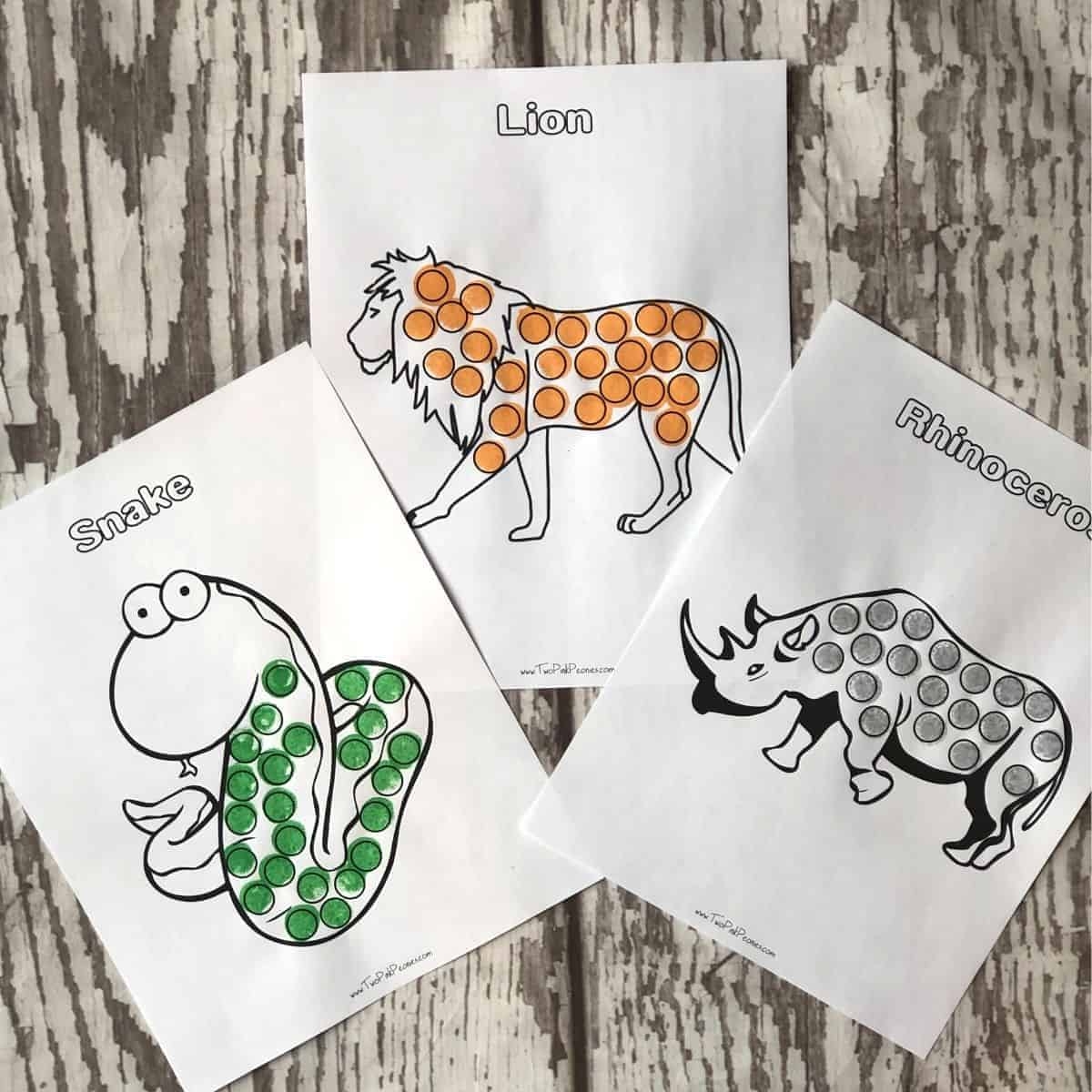 Free Safari Animals Dot Marker Printable FREE Instant Download 