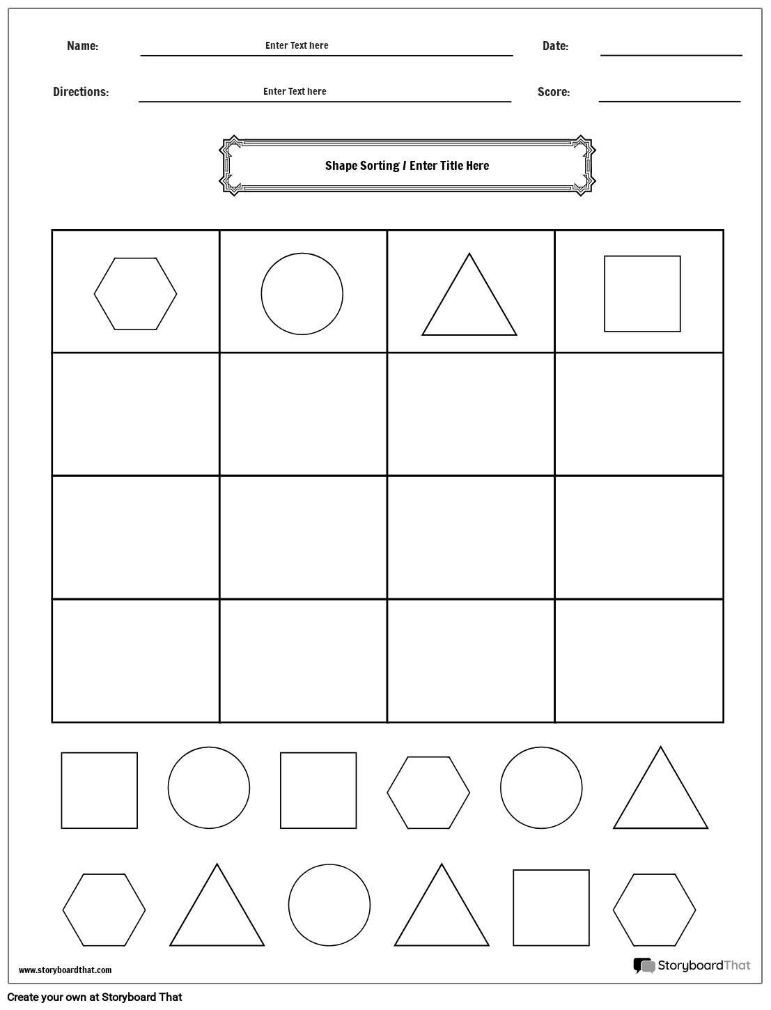 Free Shape Sorting Worksheets By Storyboard That