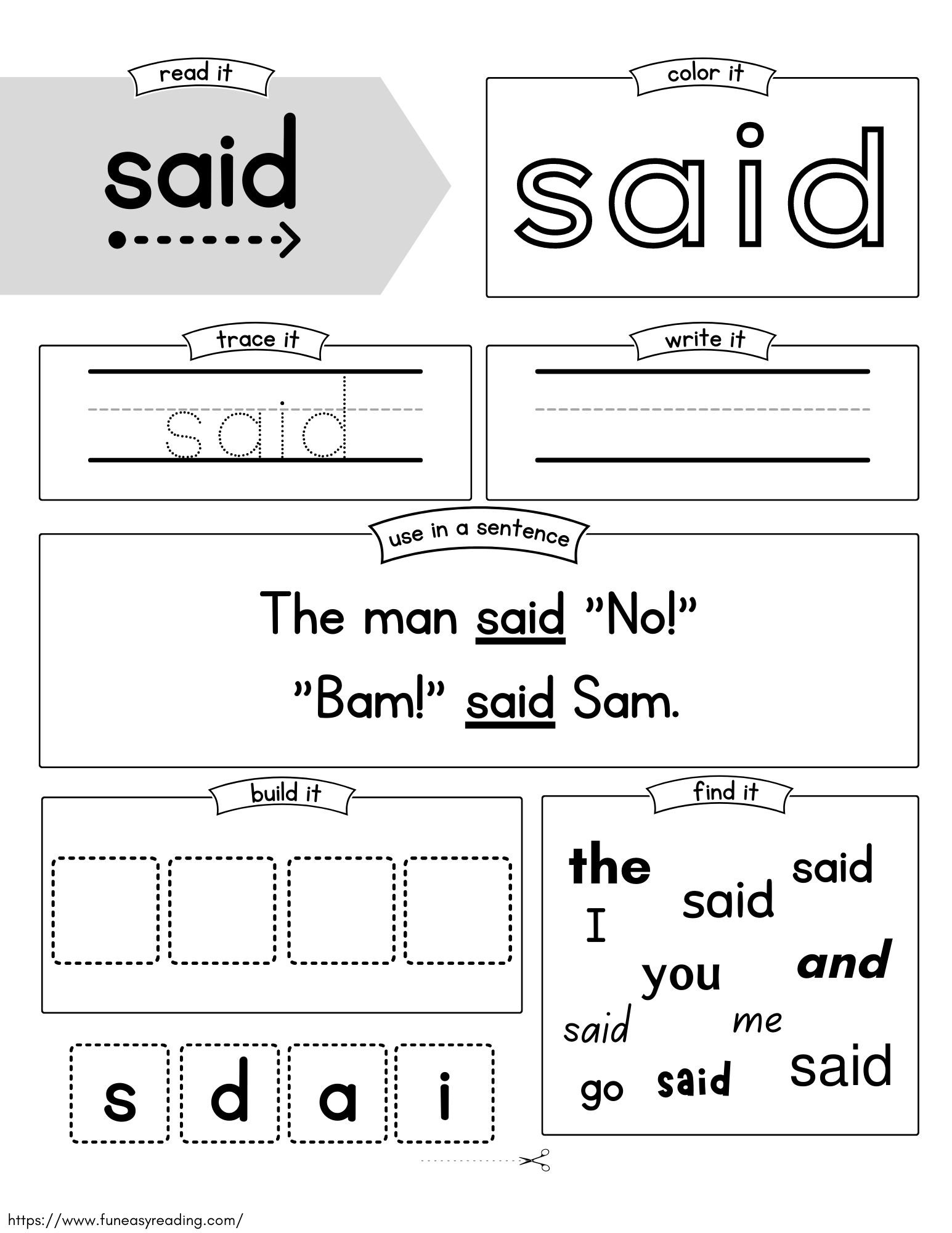 Free Printable Sight Word Worksheets