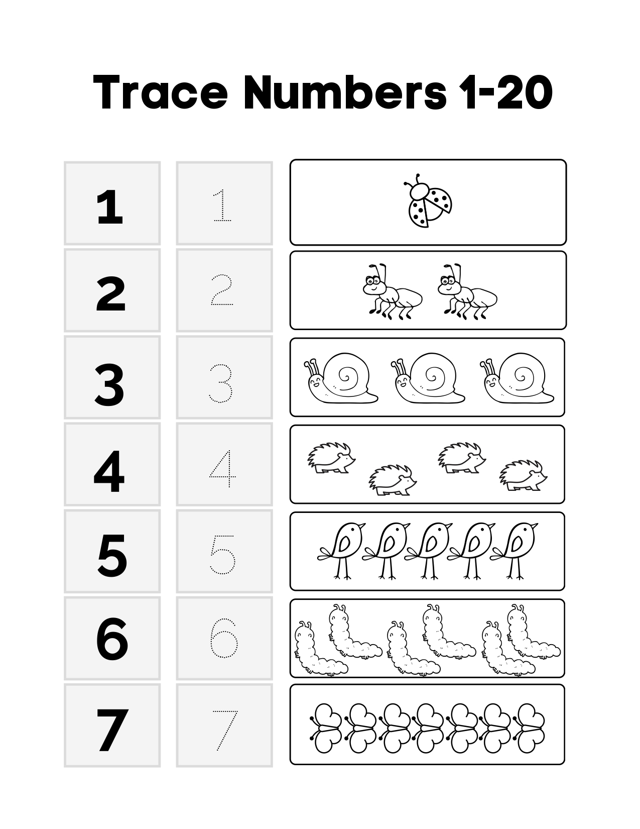 Free Printable Tracing Numbers 1 20 Worksheets Pdf
