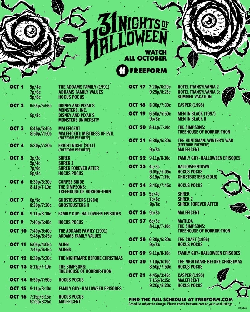 Freeform Announces 31 Days Of Halloween Schedule