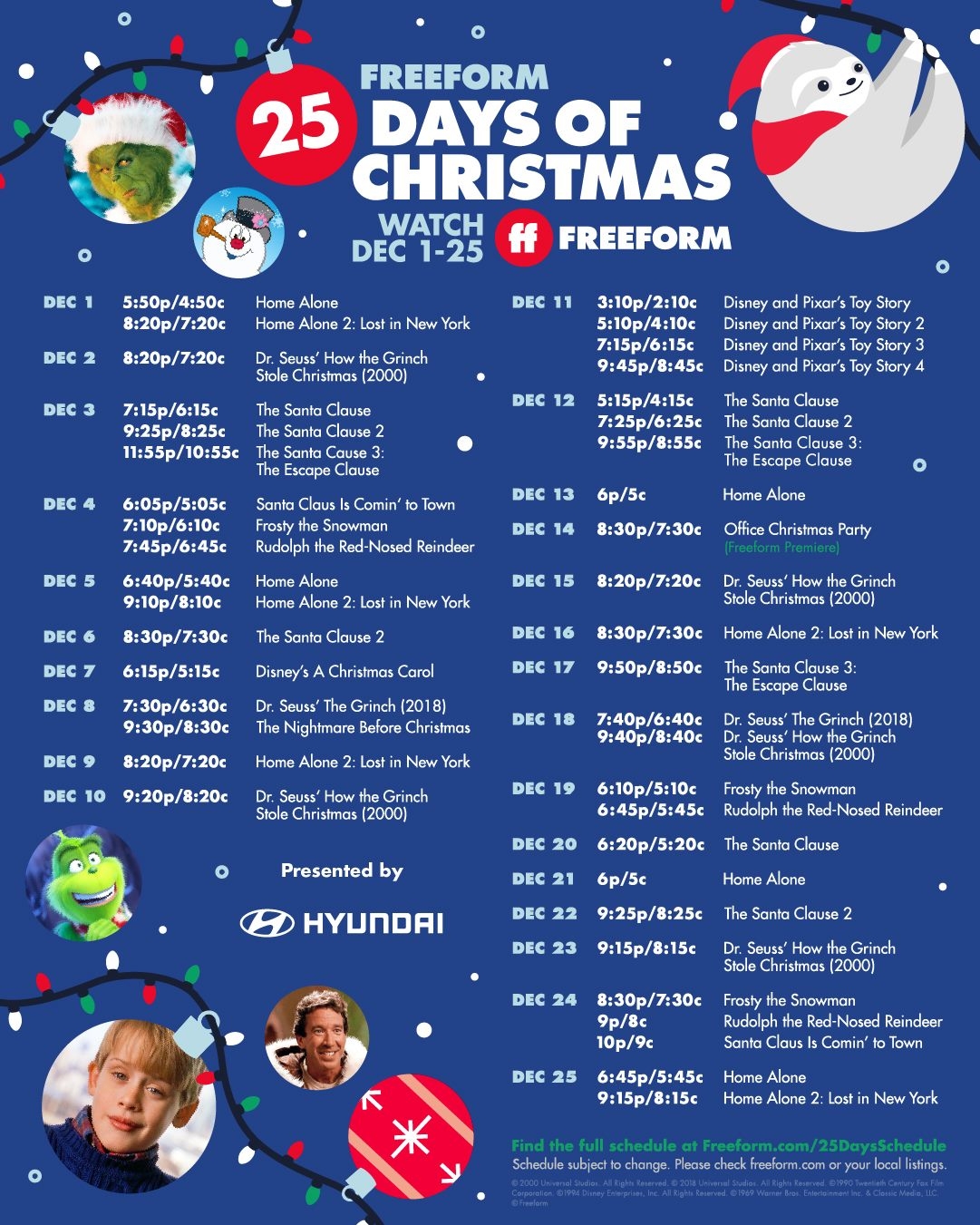 Freeform s 25 Days Of Christmas Schedule For 2021 Chip And Company