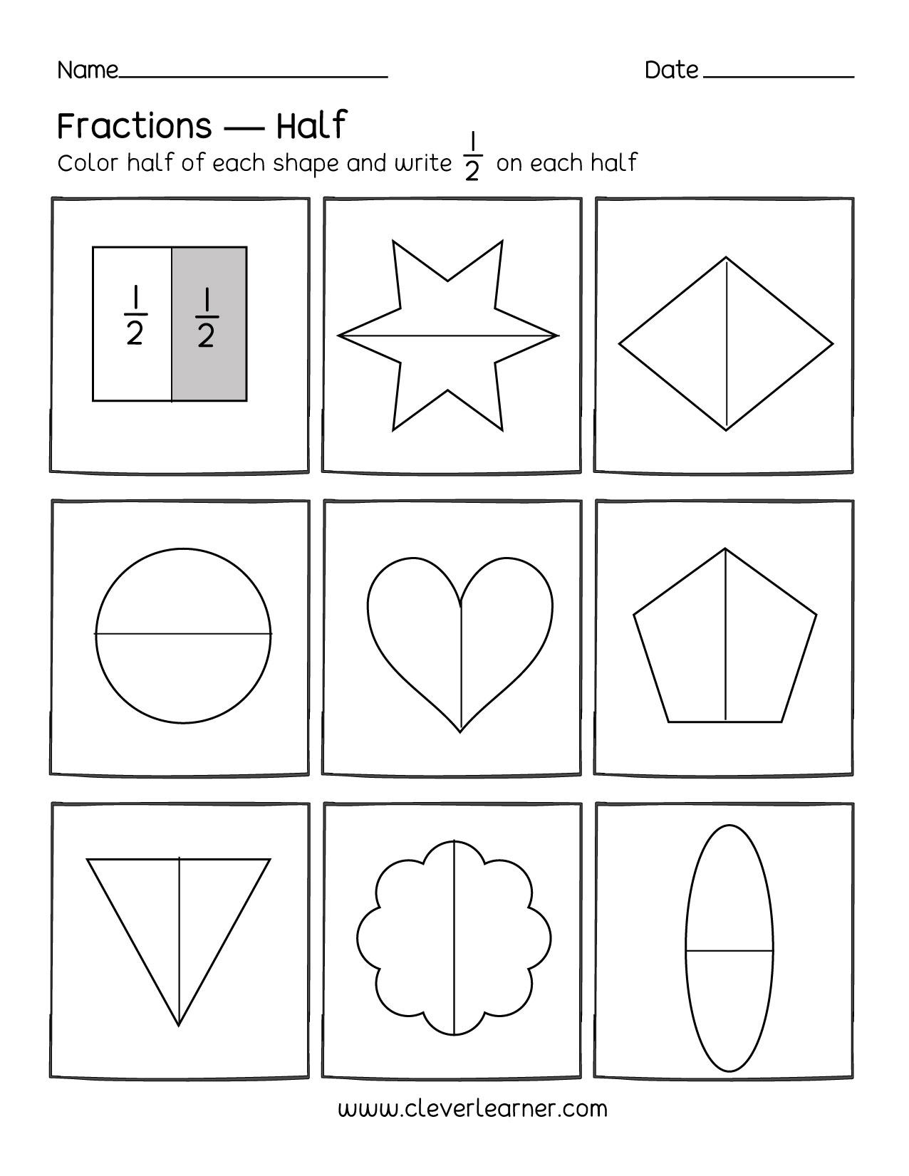 Fraction Printable Worksheets