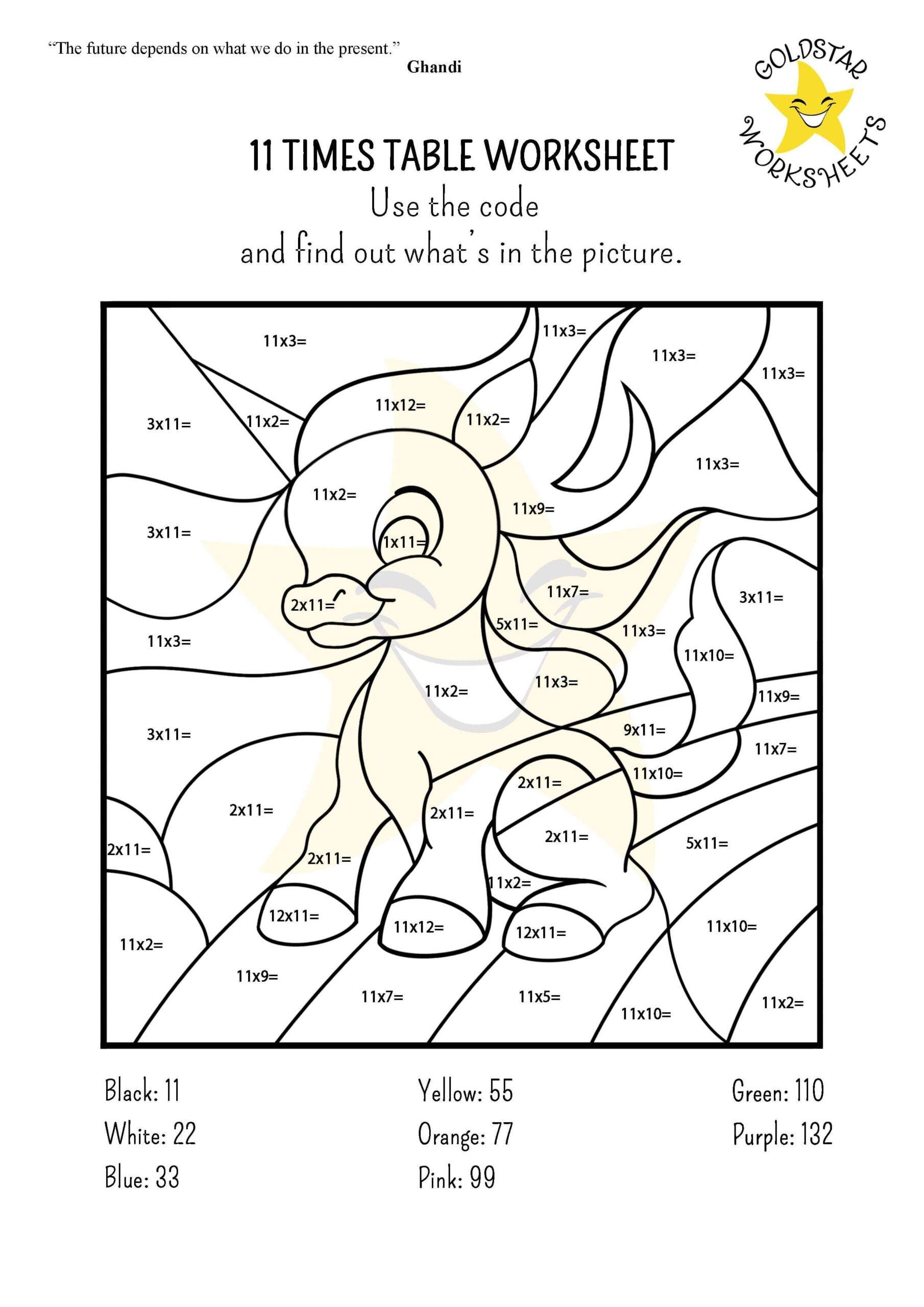 Fun Free 11 Times Table Worksheets Vibrant Designs DIY Coloring 