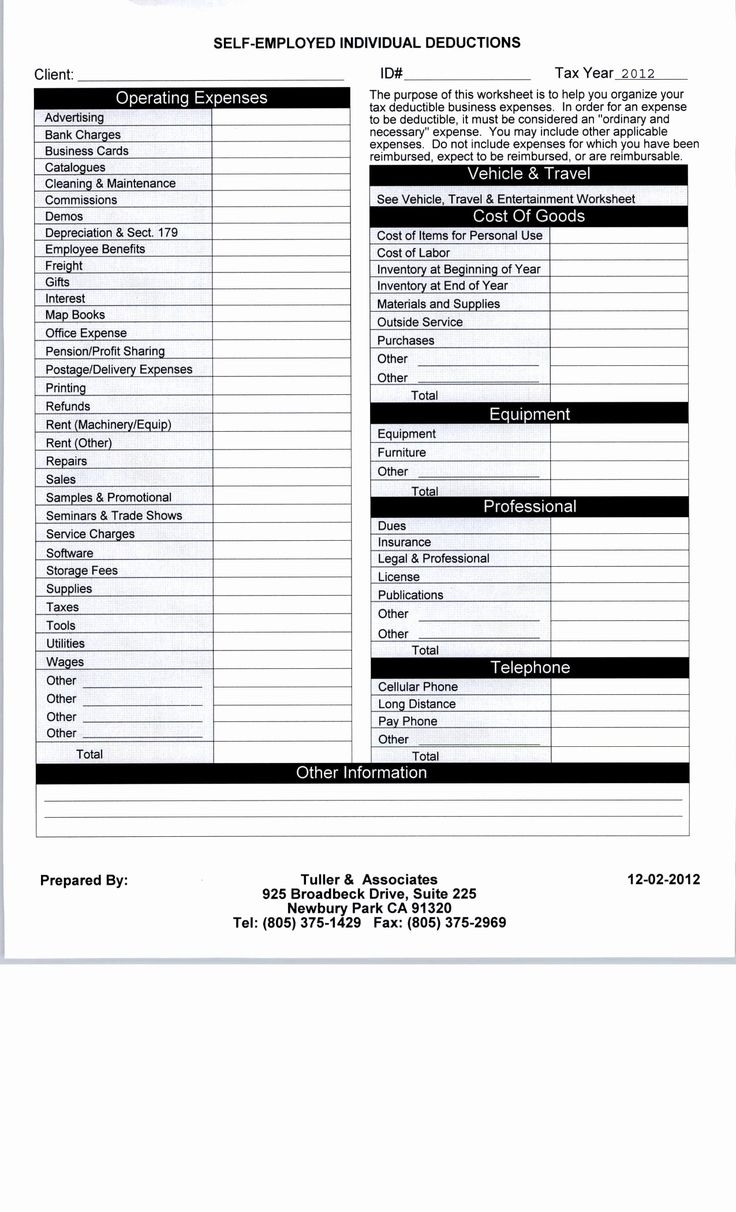 FunctionalBest Of Self Employed Tax Deductions Worksheet Check More At Https www kuprik se 