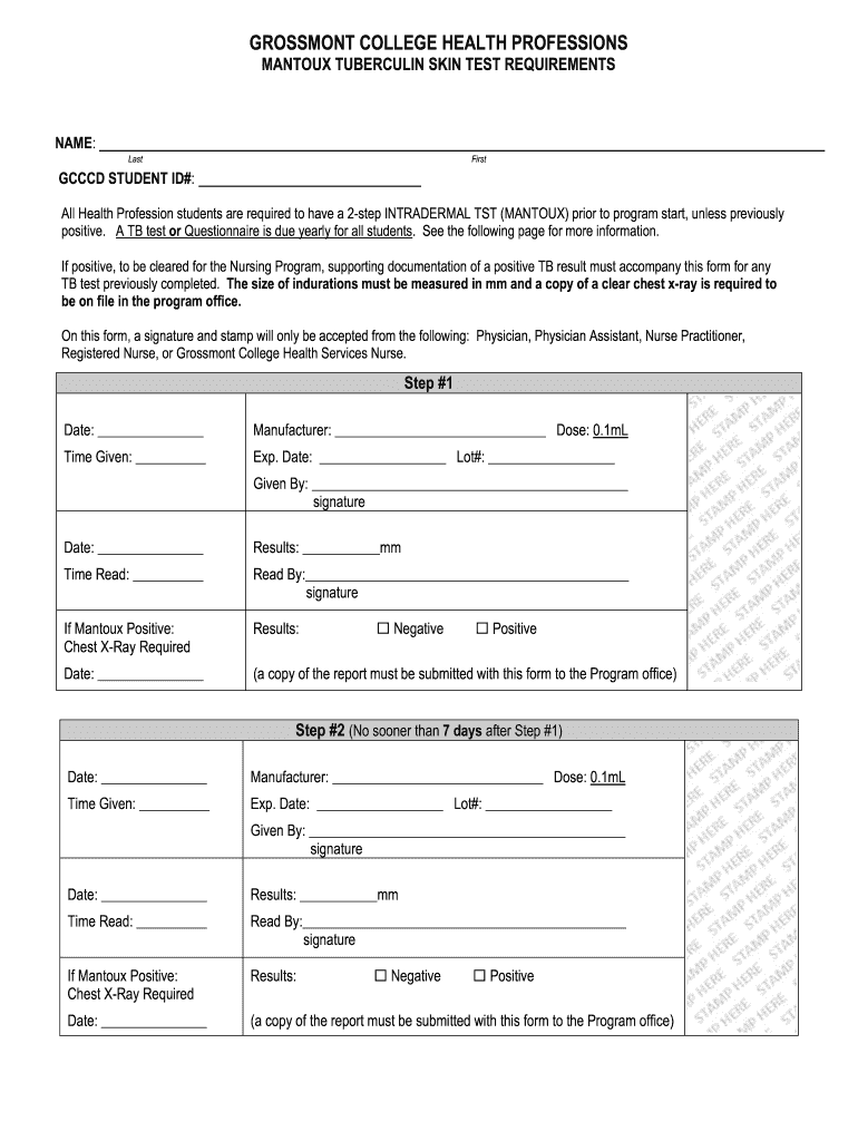 Generic 2 Step Tb Skin Test Form Fill Out Sign Online DocHub