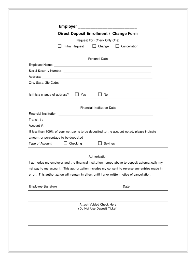 Generic Direct Deposit Form Fill Out Sign Online DocHub