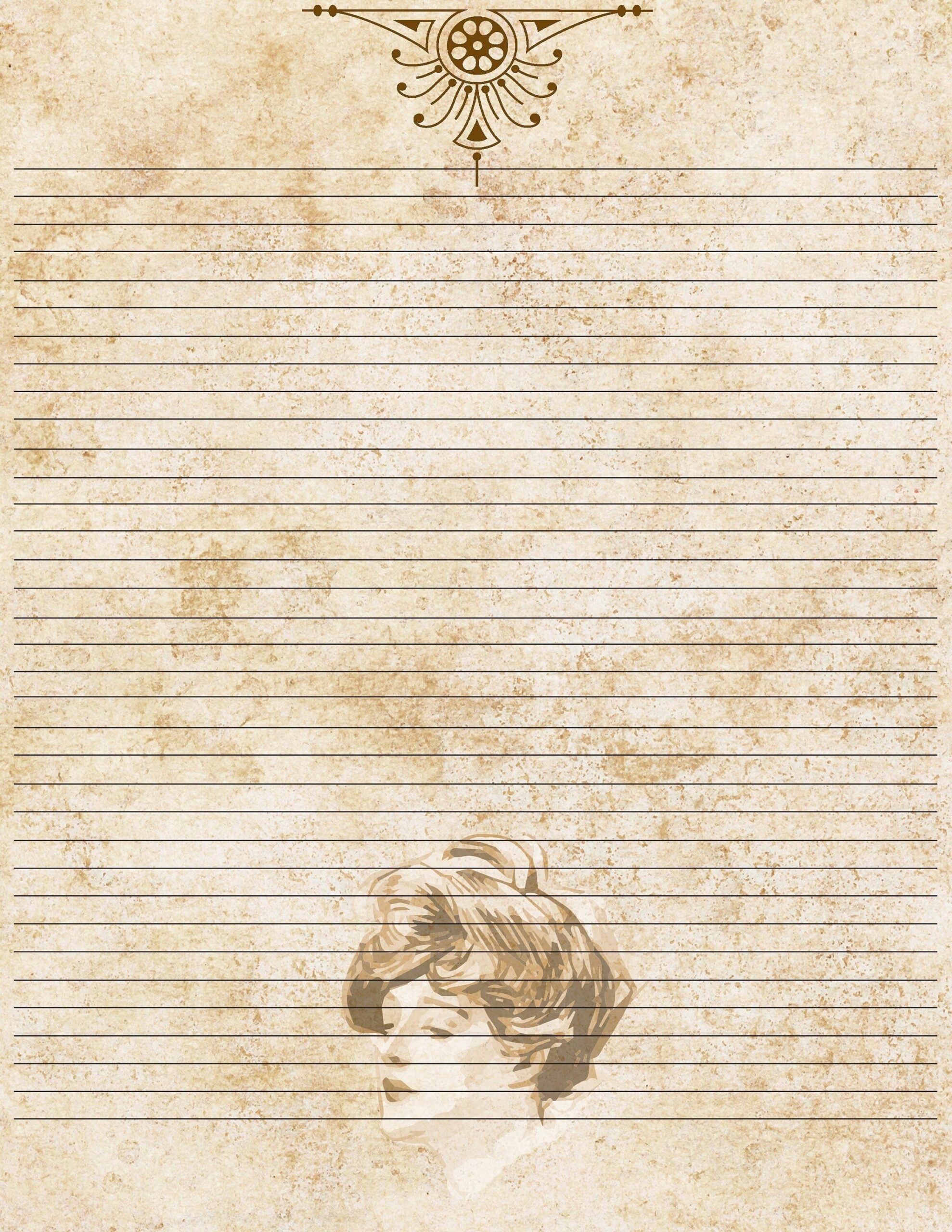 Gibson Girl Lined Stationary Printable Stationary A4 And Letter Size Digital Download Printable Vintage Victorian Style Etsy