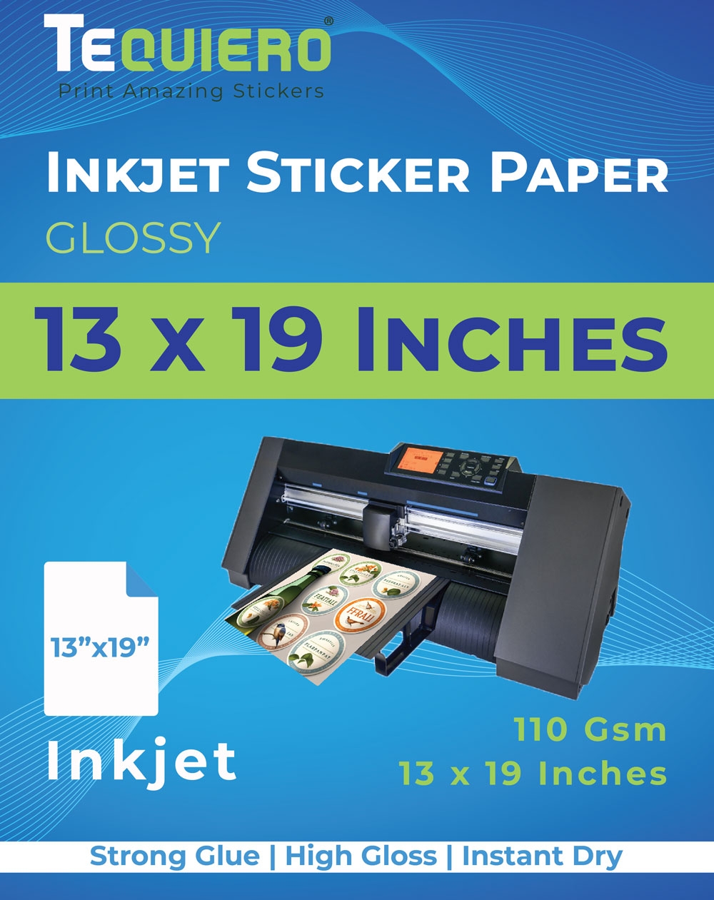 Glossy Inkjet Sticker Paper Of Size 13 X 19 Inches TeQuiero