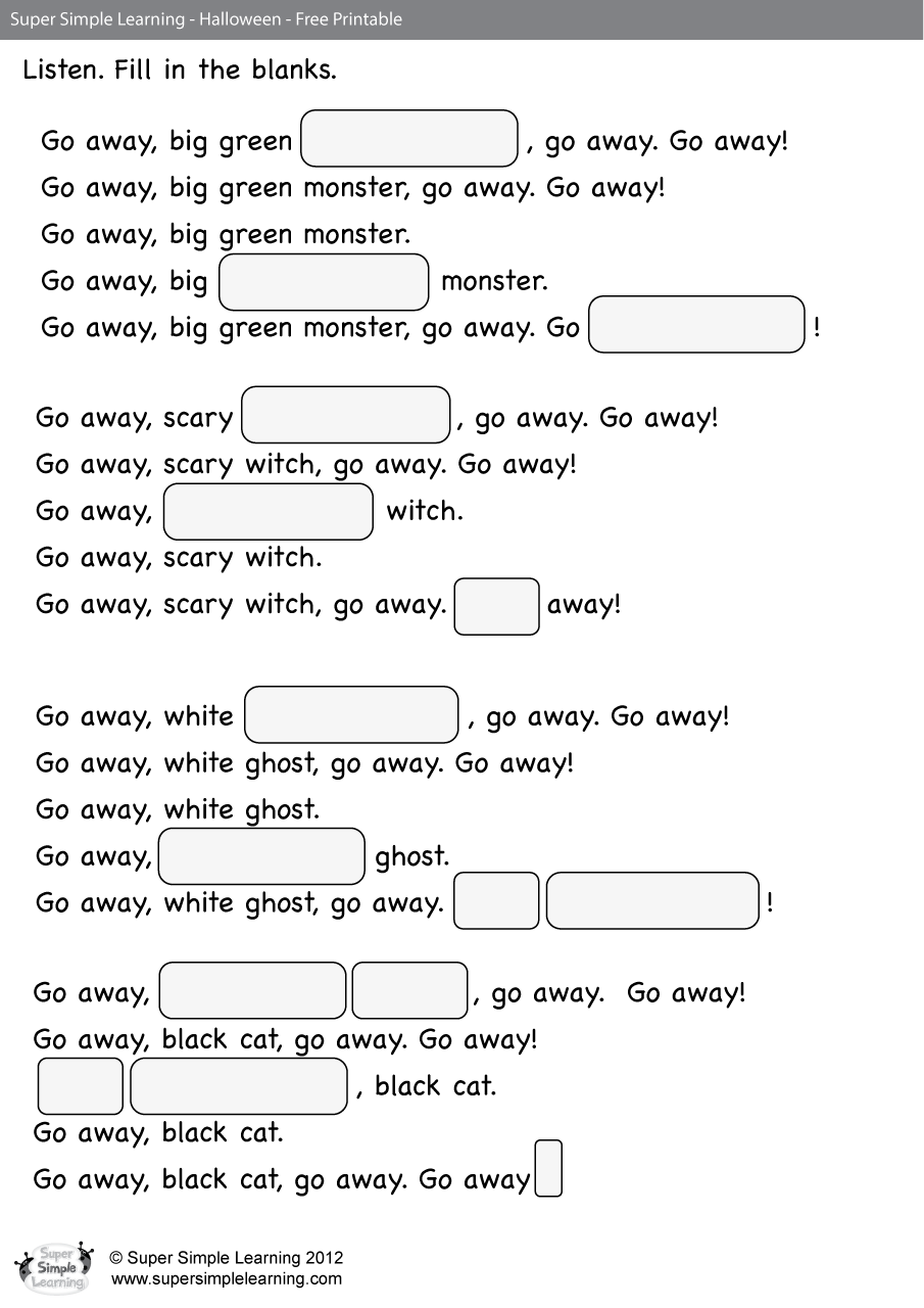 go away worksheet fill in the blanks super simple