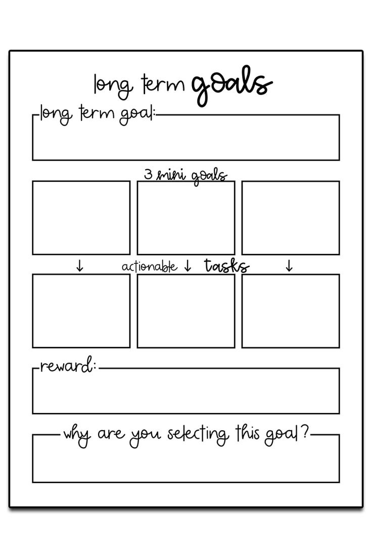 Printable Goals Worksheet
