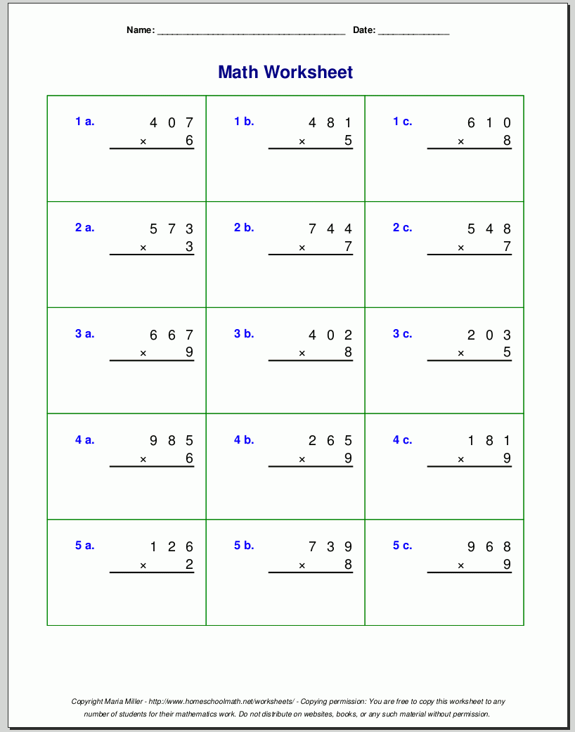 Grade 4 Multiplication Worksheets Worksheets Library