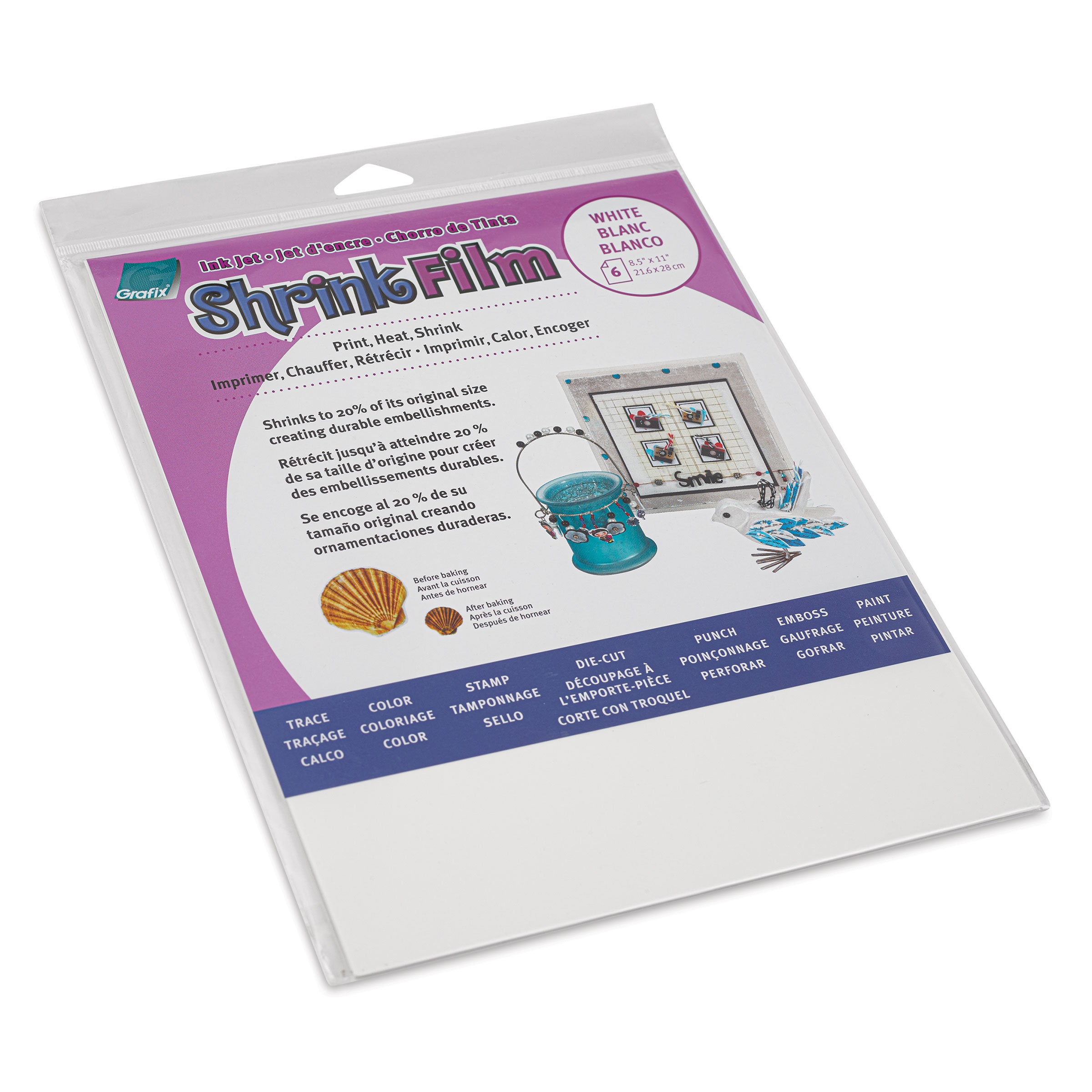 Grafix Shrink Film 8 5 X 11 Inkjet Shrink Film White 6 Sheets BLICK Art Materials