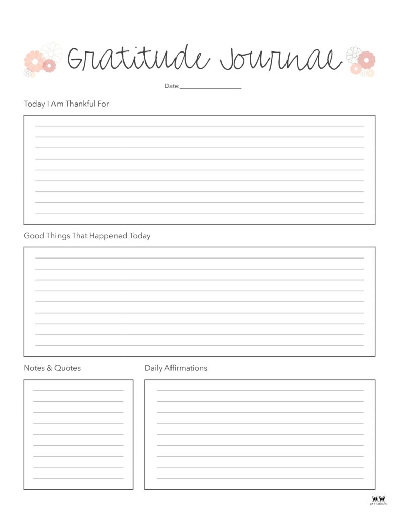 gratitude journal templates 18 free printables printabulls