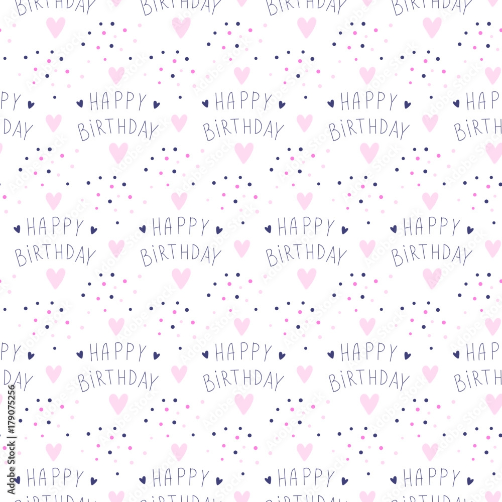 Happy Birthday Background Seamless B day Pattern Ideal For Wrapping Paper And Decoration Holidays Design Cute Template Stock Vector Adobe Stock