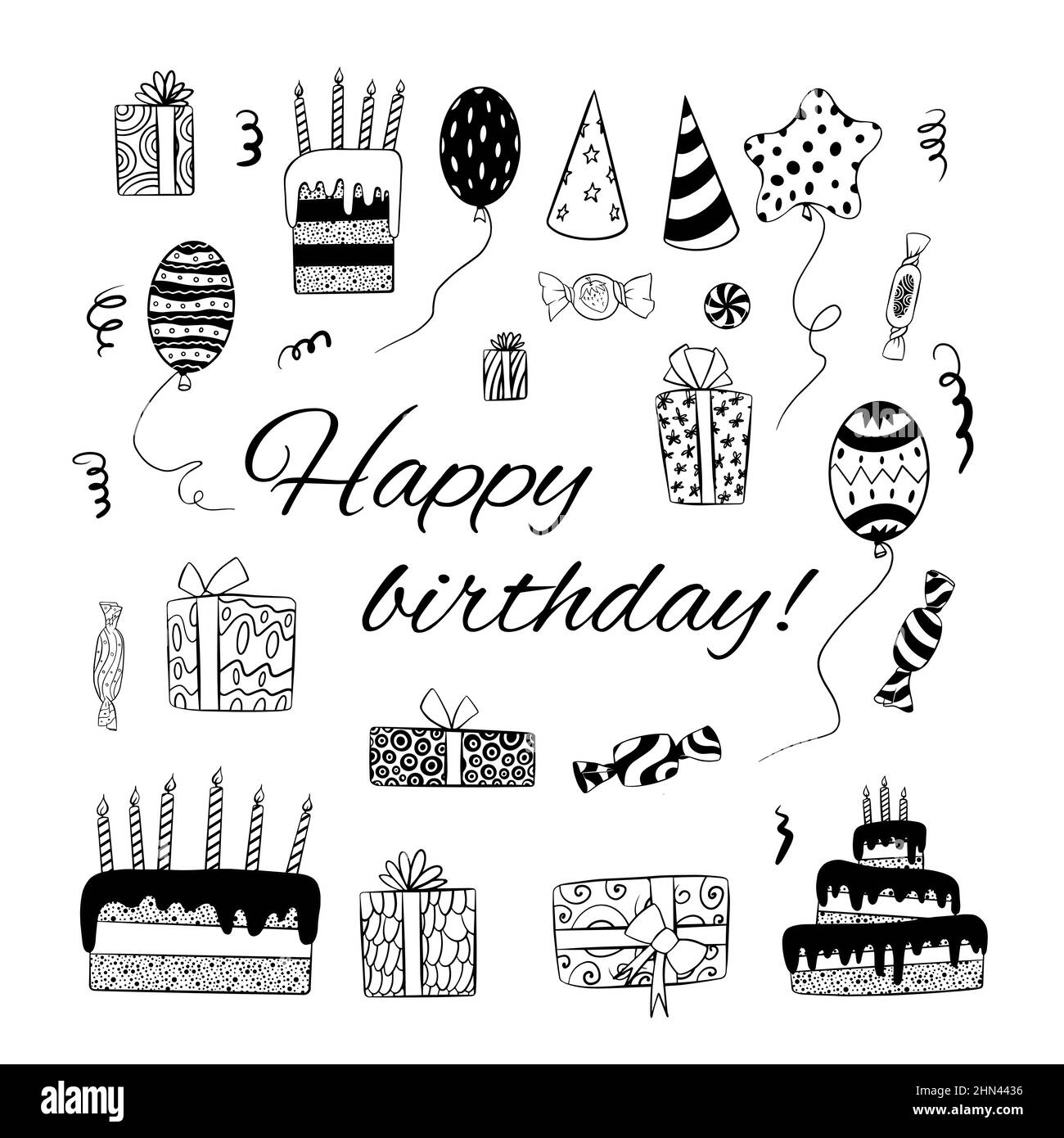 Happy Birthday Wrapping Paper Black And White Stock Photos Images Page 2 Alamy