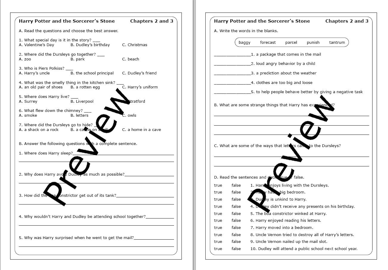 Harry Potter A Bundle Of Worksheets Made By Teachers