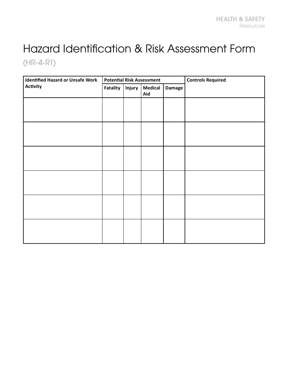 Hazard Identification Risk Assessment Form Health Safety Resources Fill Out Sign Online And Download PDF Templateroller